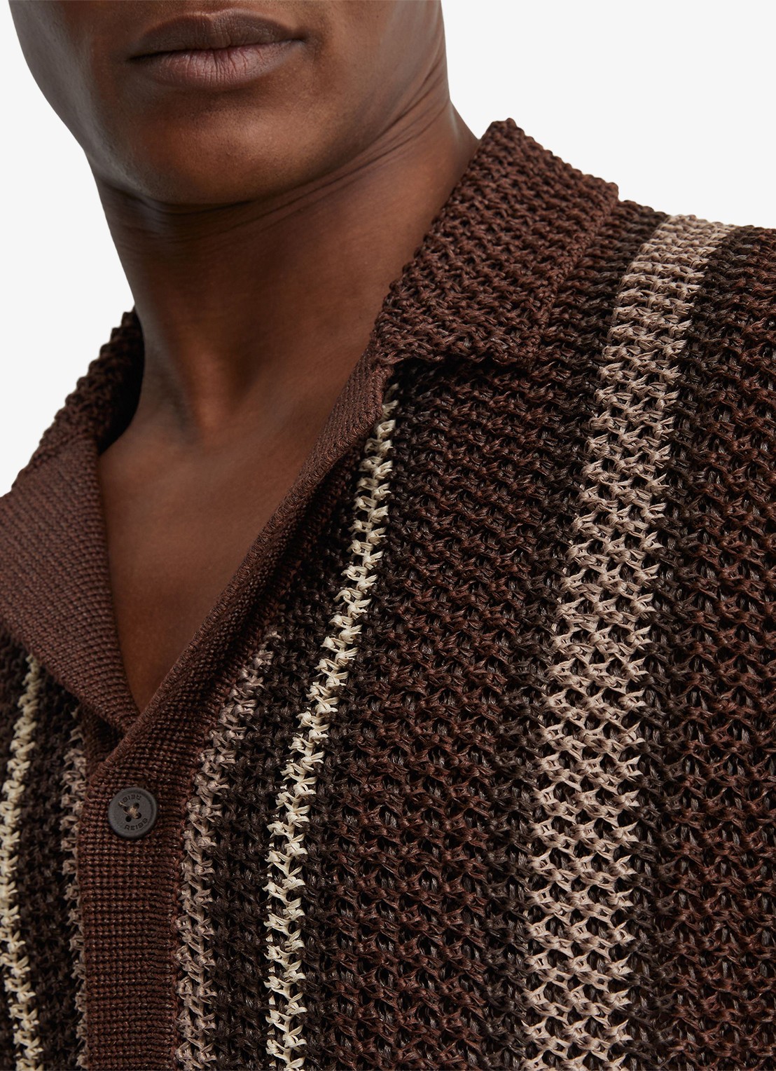 Reiss Farin regular fit overhemd met streepprint - detail 4 chocoladebruin