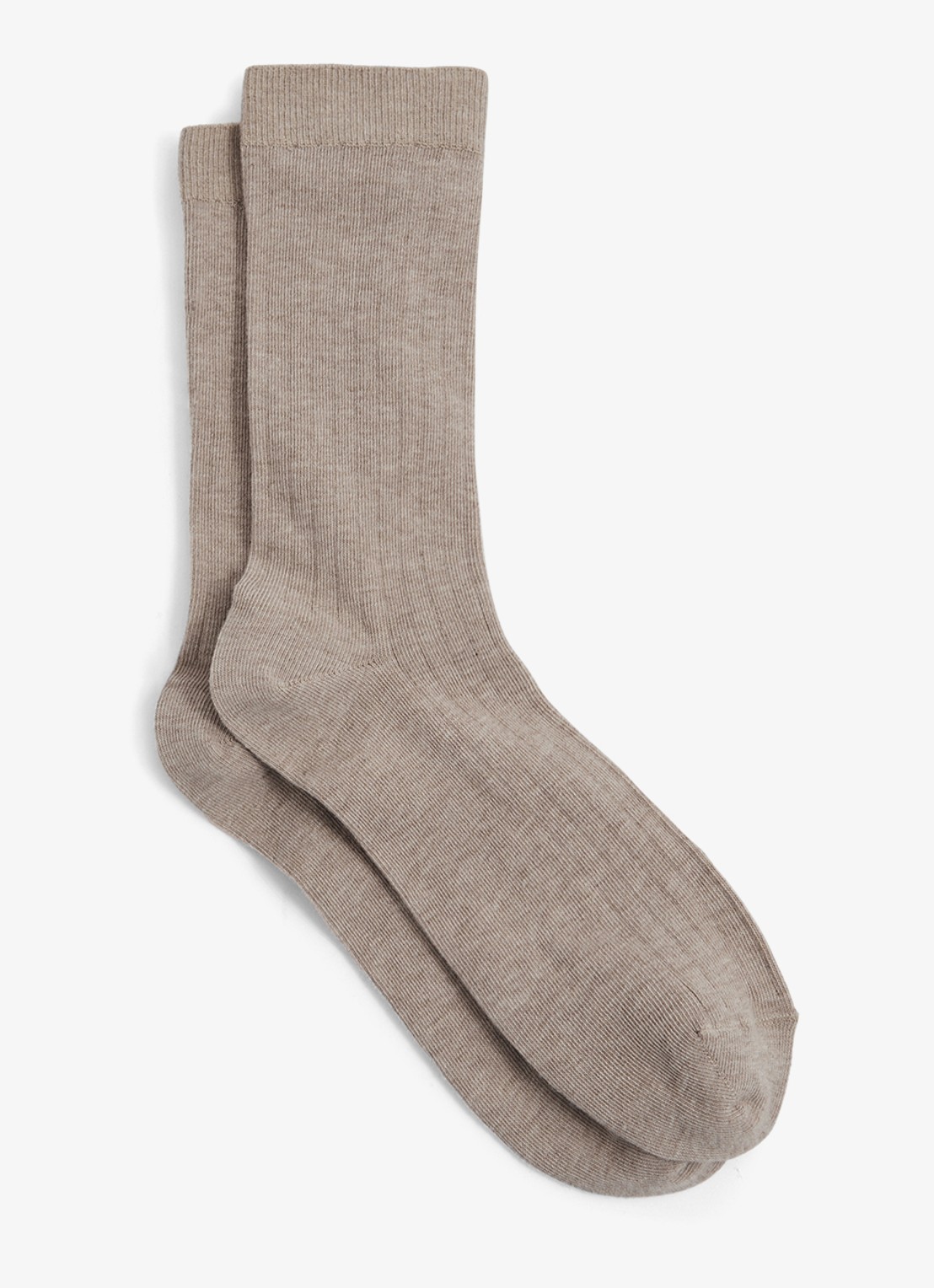 Reiss Felicia ribgebreide sokken  - voorkant donkerbeige