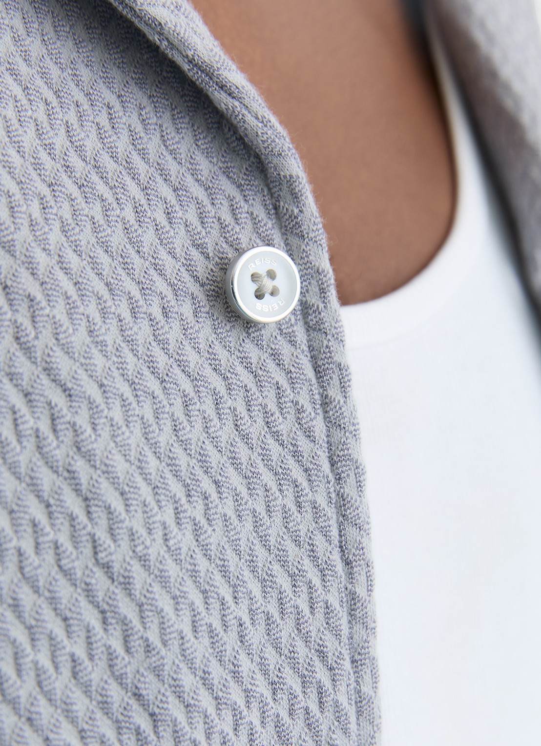 Reiss Felipe overhemd met textuur  - detail 5 lichtblauw
