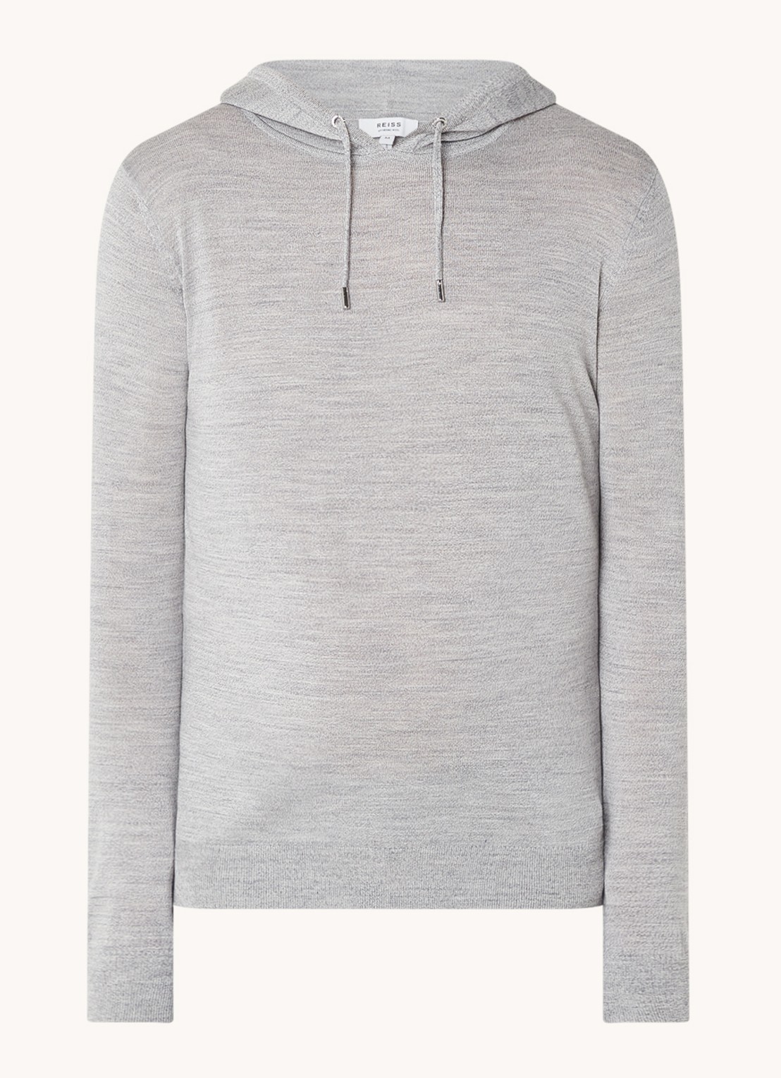 Reiss Fijngebreide hoodie van wol met gemêleerd dessin - voorkant 4 middengrijs