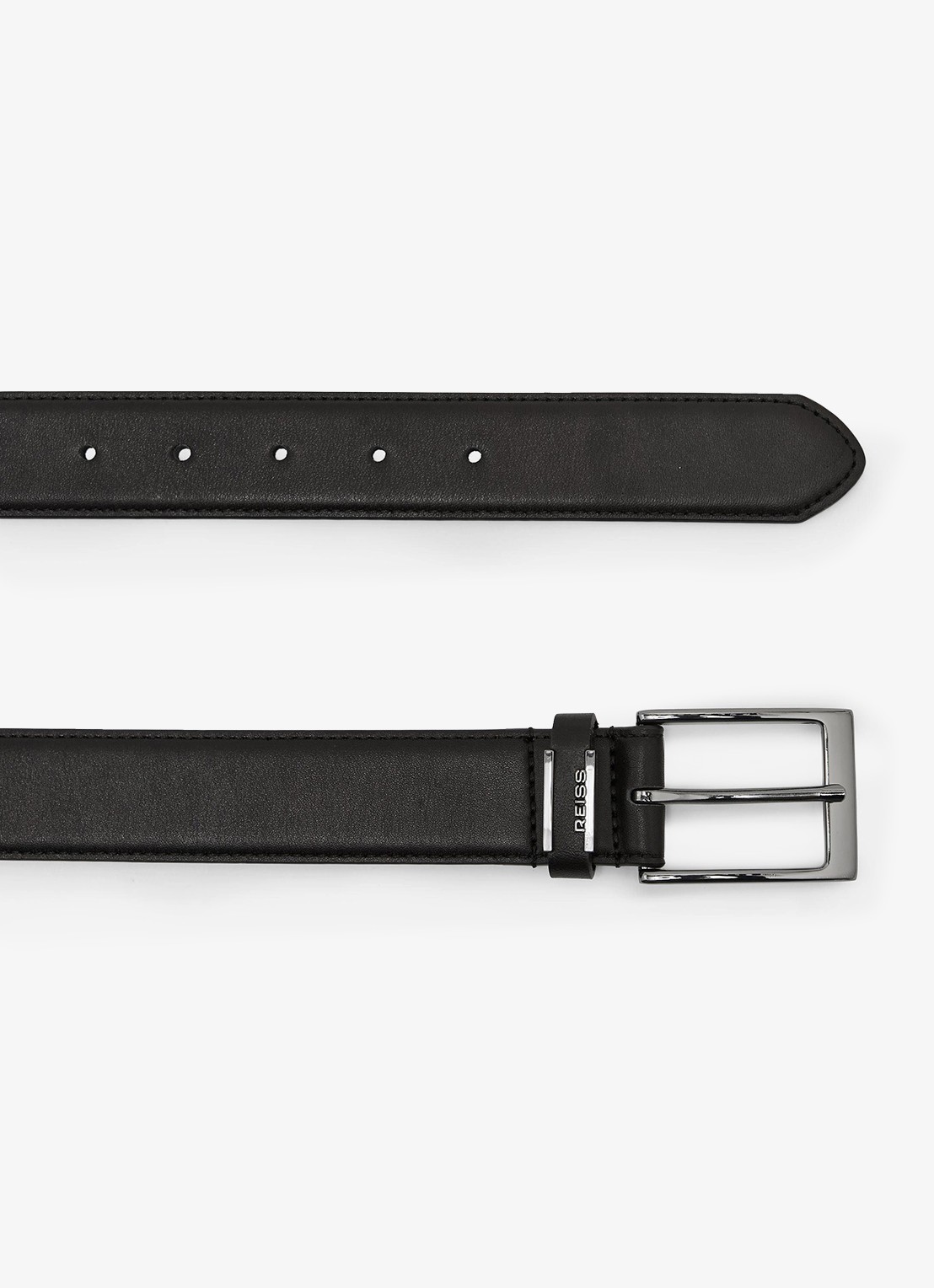 Reiss Finch riem van leer - voorkant 2 black / zwart