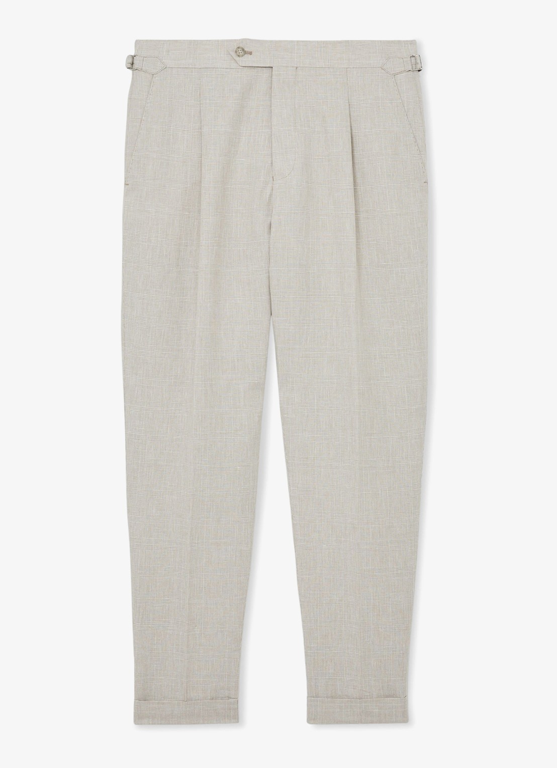 Reiss Finch tapered fit pantalon in linnenblend - voorkant oatmeal / beige