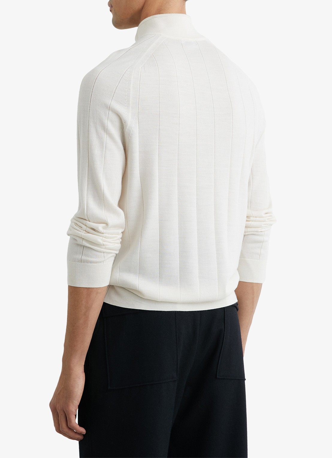Reiss Findlay trui van merino wol met halve rits  - achterkant wit