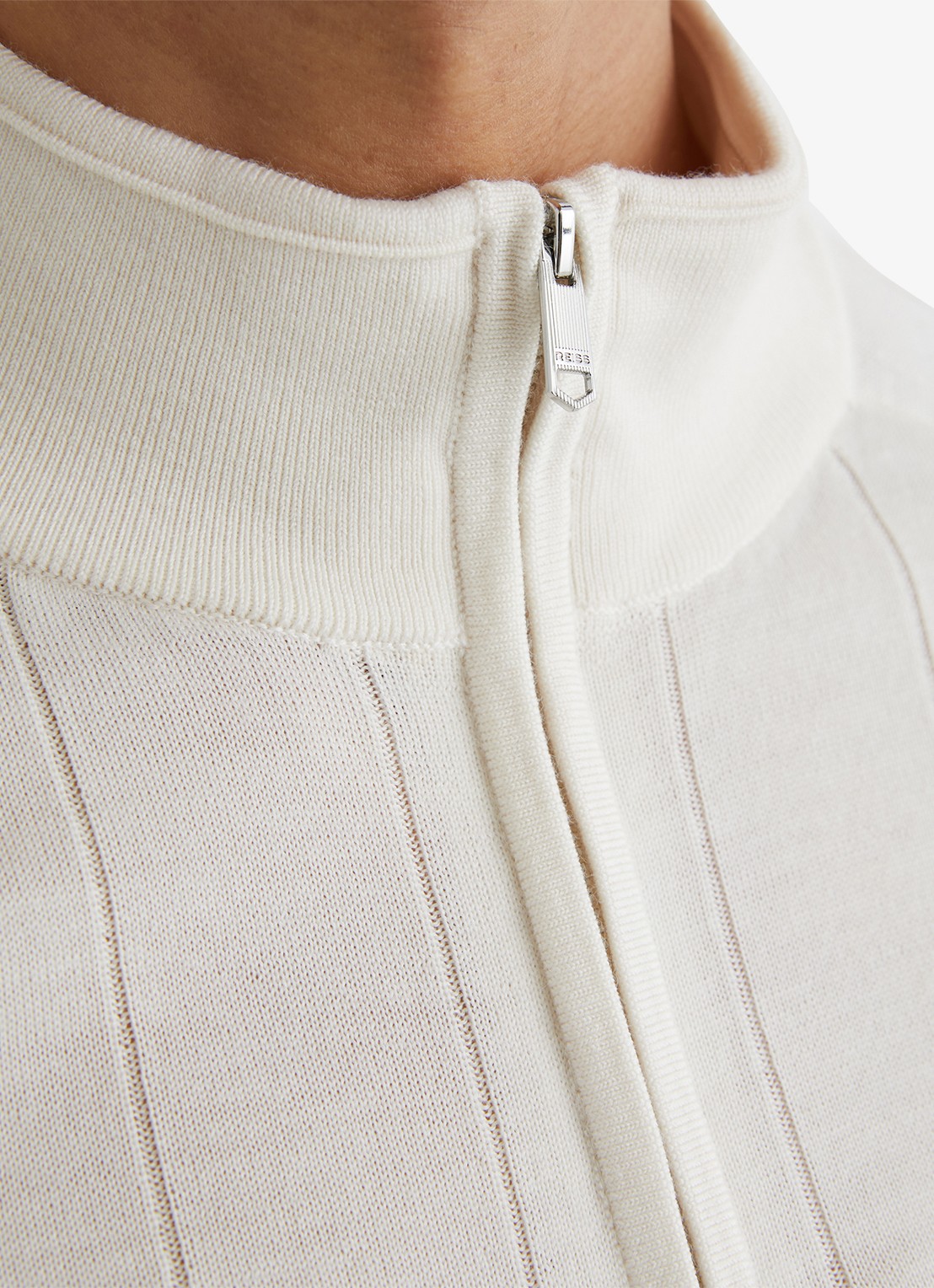 Reiss Findlay trui van merino wol met halve rits  - detail 4 wit