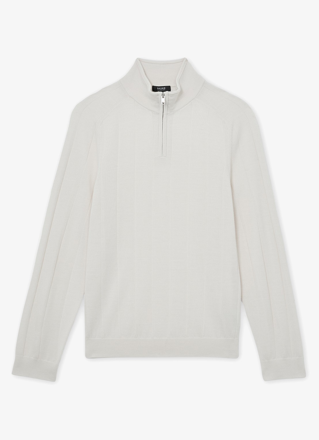 Reiss Findlay trui van merino wol met halve rits  - voorkant 2 wit