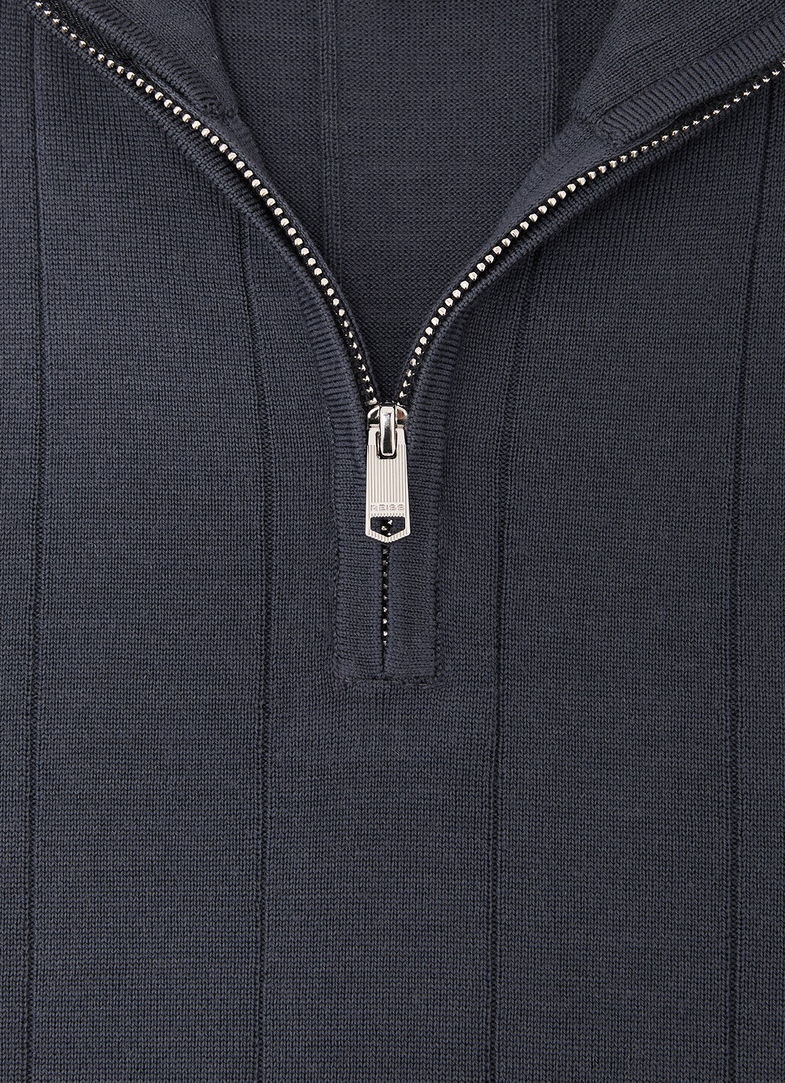 Reiss Findlay trui van merino wol met halve rits  - detail 2 donkerblauw