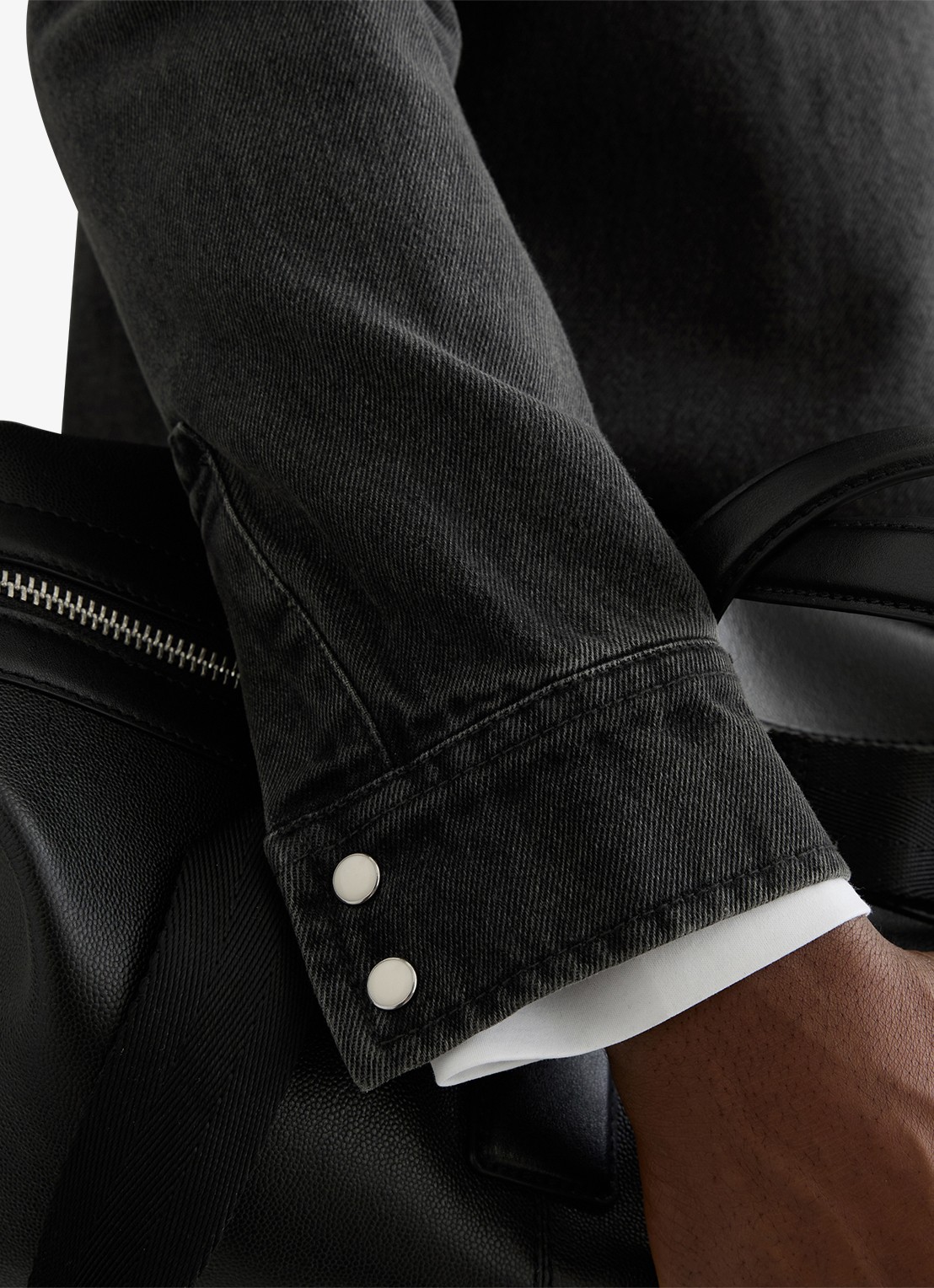 Reiss Finley overshirt van denim - detail 4 donkergrijs