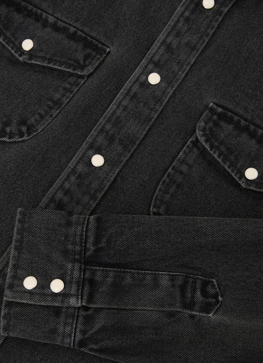 Reiss Finley overshirt van denim - detail 7 donkergrijs