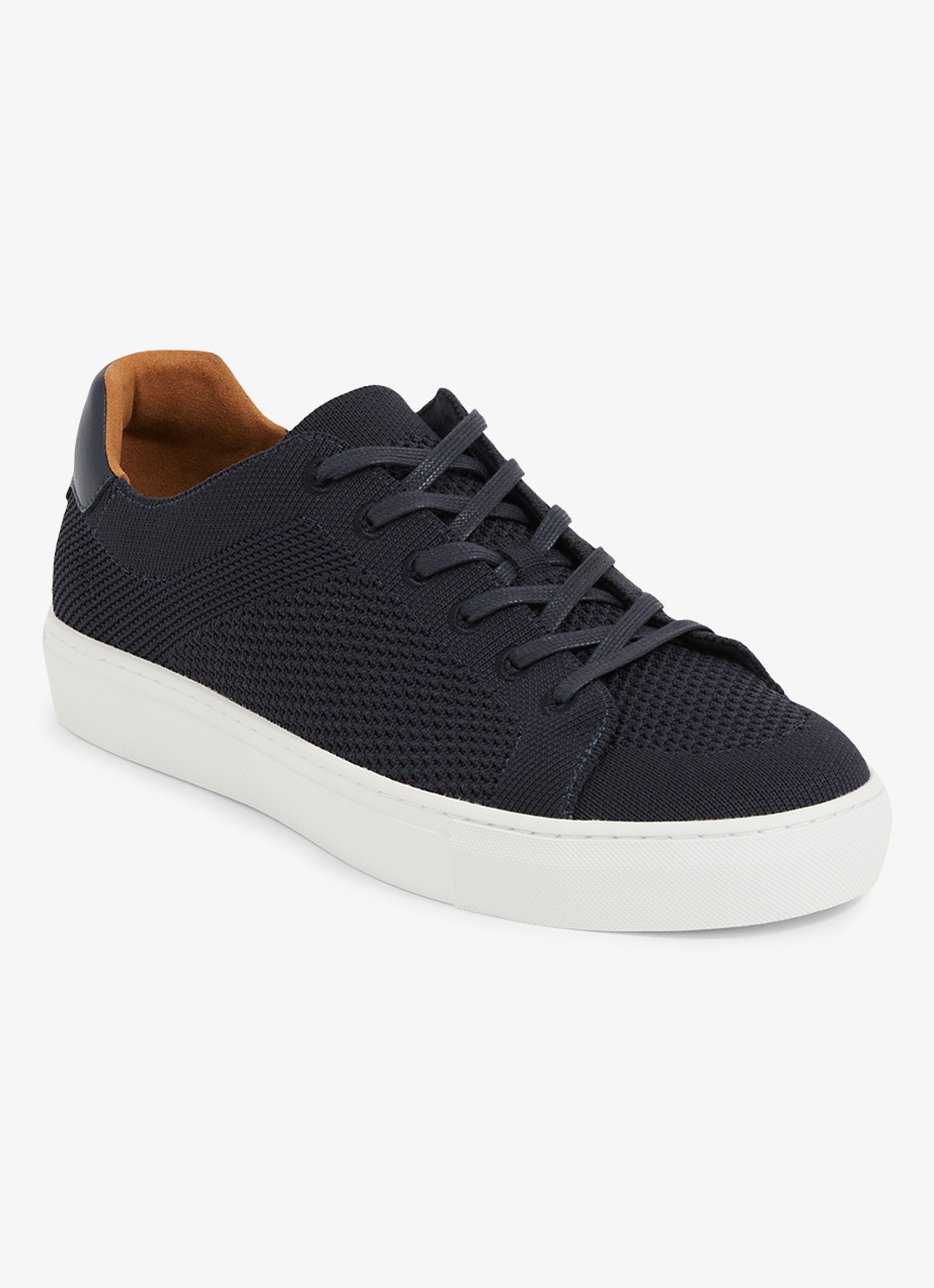Reiss Finley sneaker met leren details - voorkant 3 donkerblauw