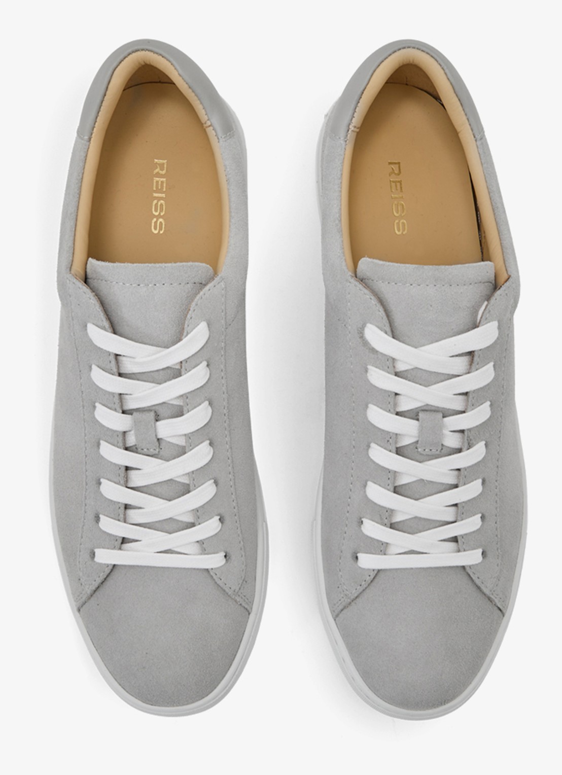Reiss Finley sneaker van kalfssuède  - detail 4 lichtgrijs