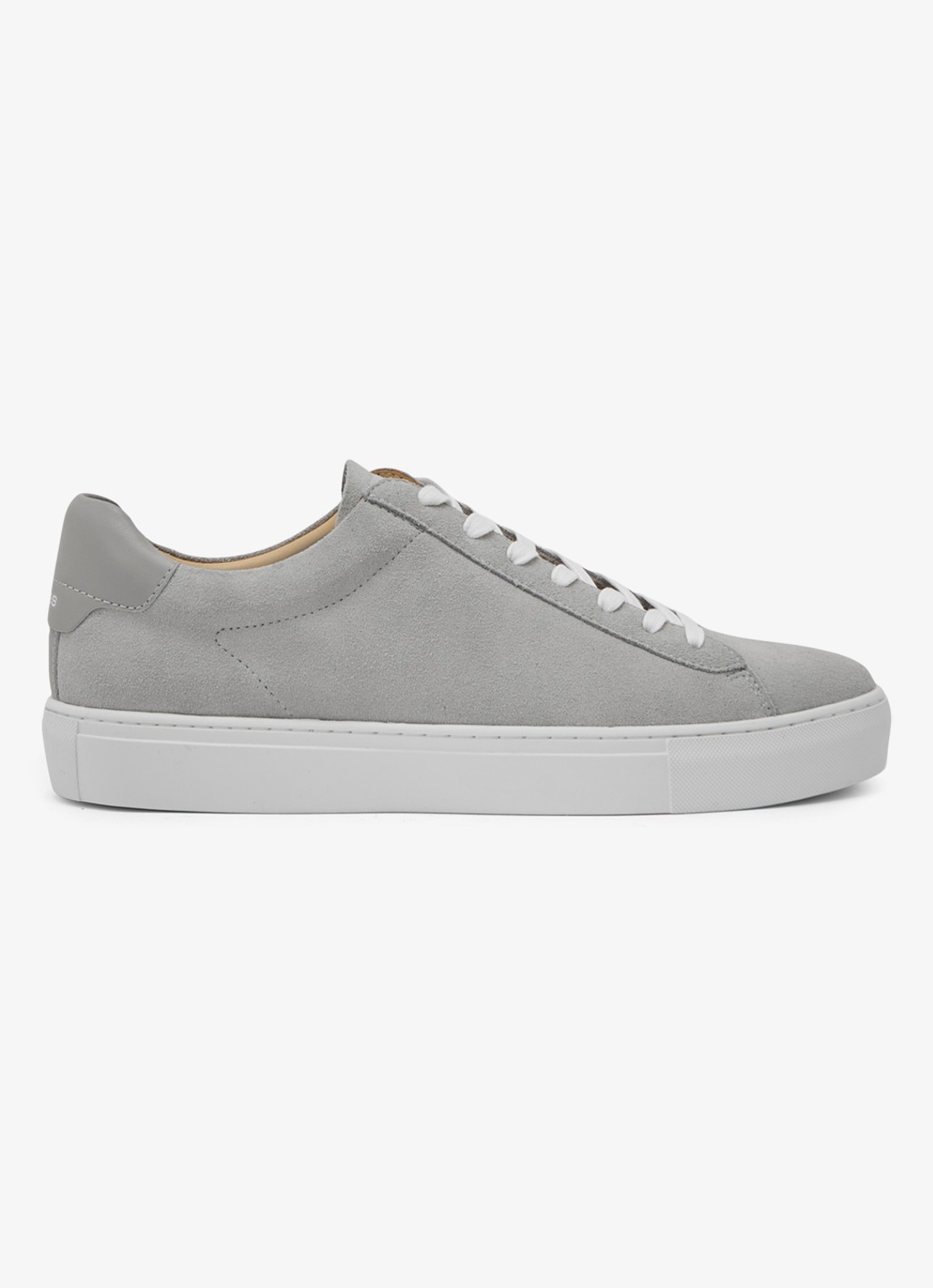 Reiss Finley sneaker van kalfssuède  - voorkant lichtgrijs