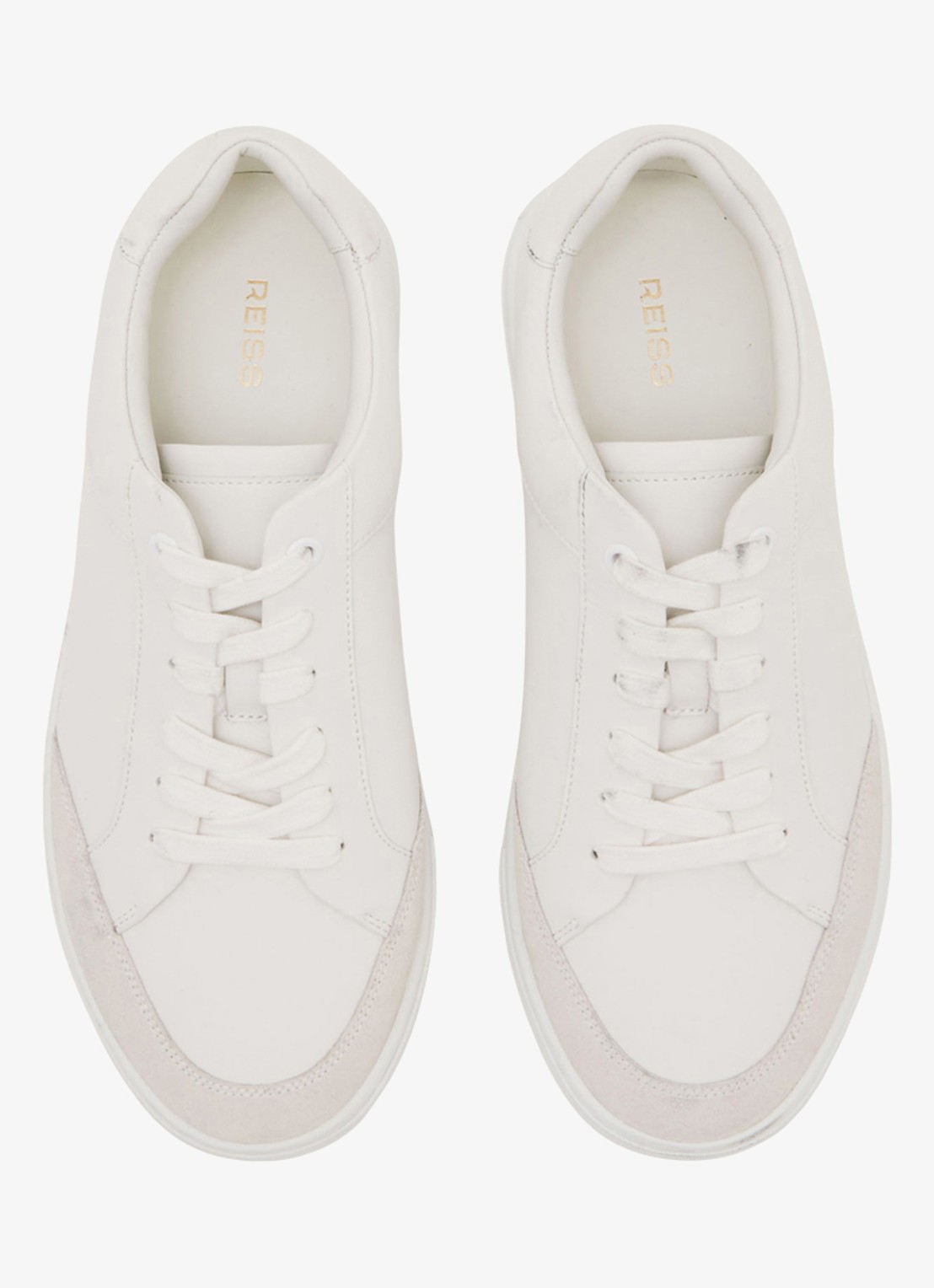 Reiss Finton sneaker van leer met suède details - detail 3 wit