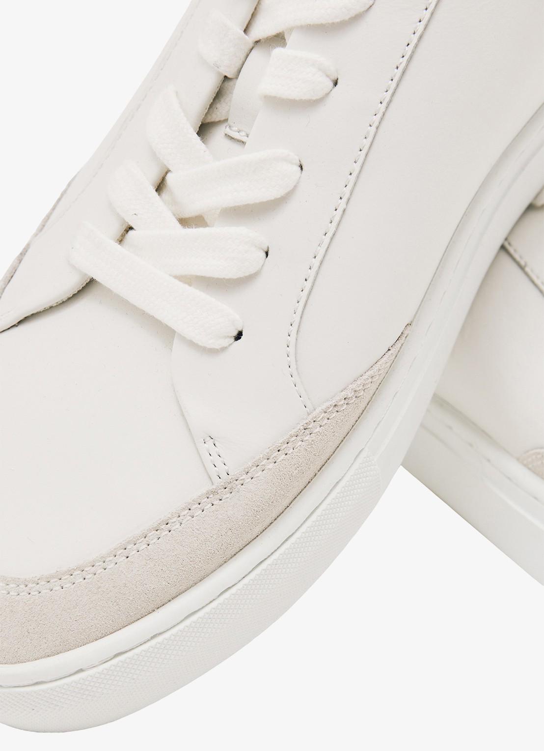 Reiss Finton sneaker van leer met suède details - detail 4 wit