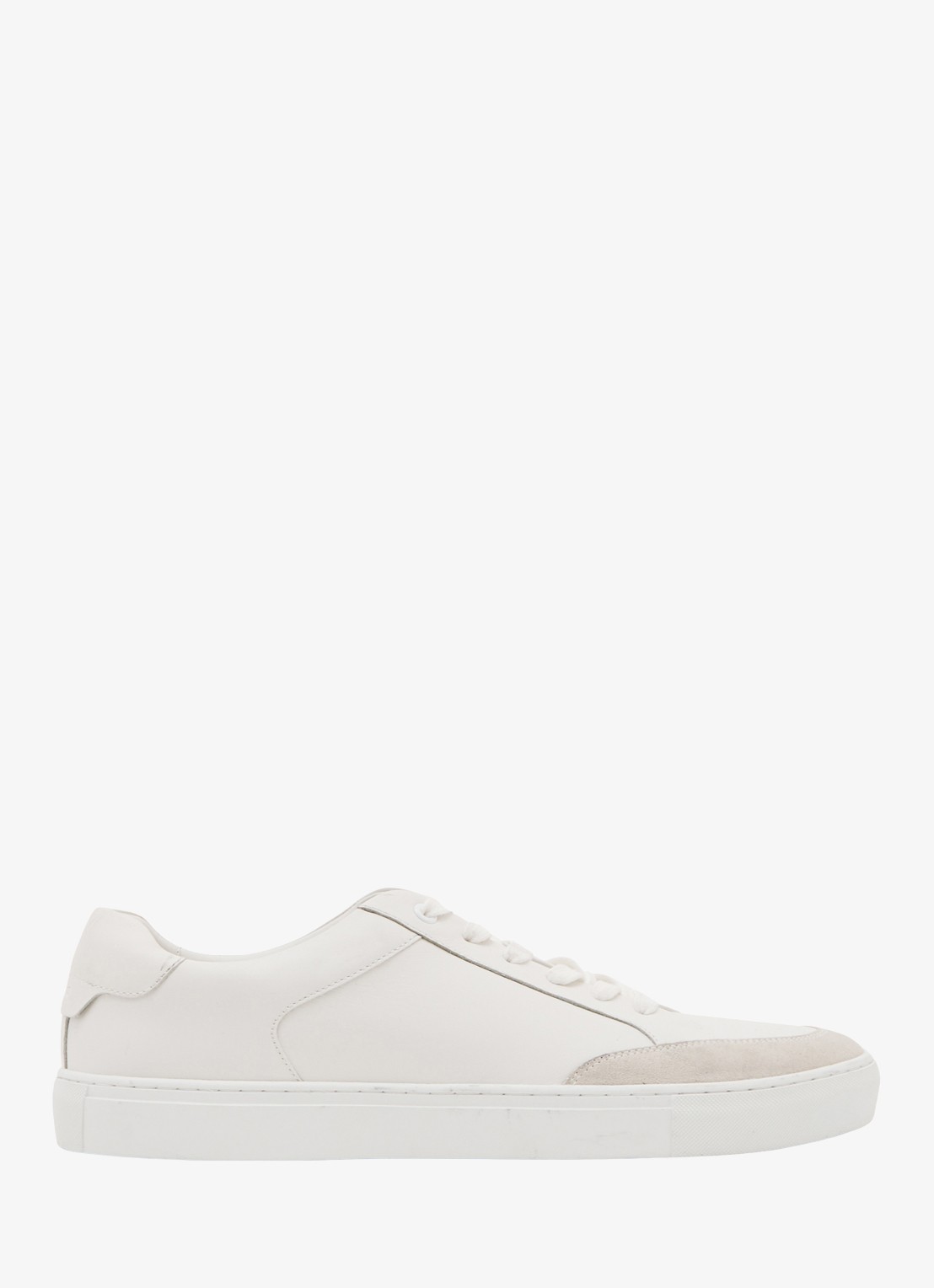 Reiss Finton sneaker van leer met suède details - voorkant wit