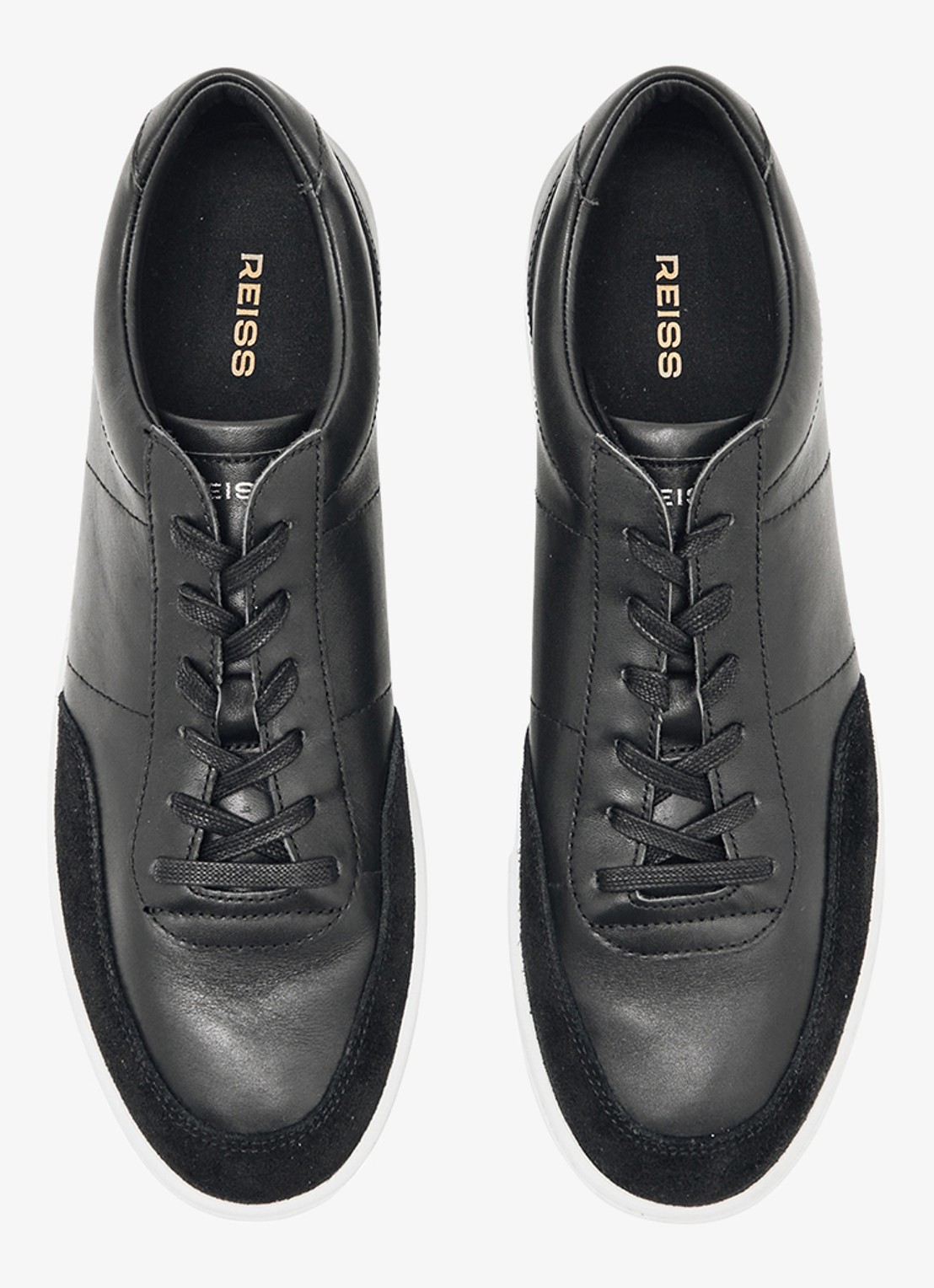 Reiss Finton sneaker van leer met suède details - detail zwart