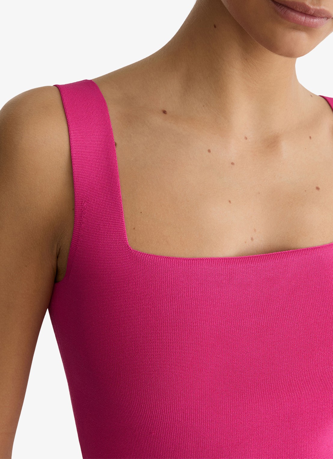 Reiss Fion fijngebreide top met rechthoekige hals - detail 5 roze