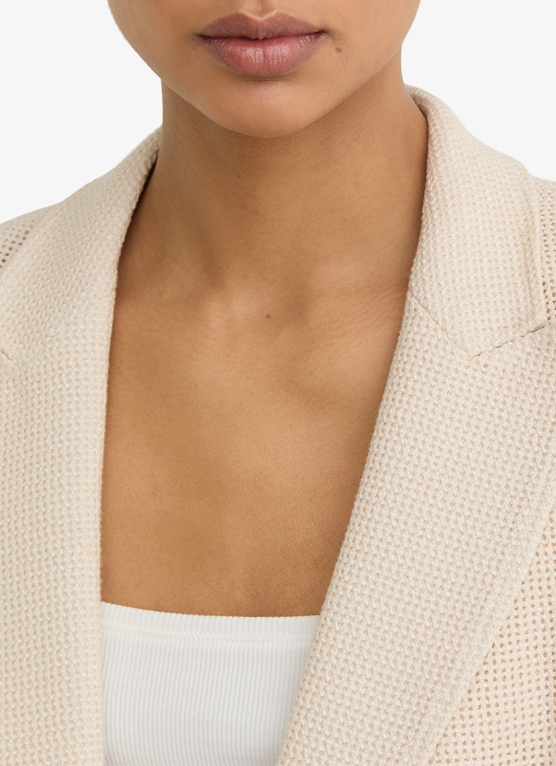Reiss Fiore double-breasted blazer met opengewerkt dessiner - detail 5 creme