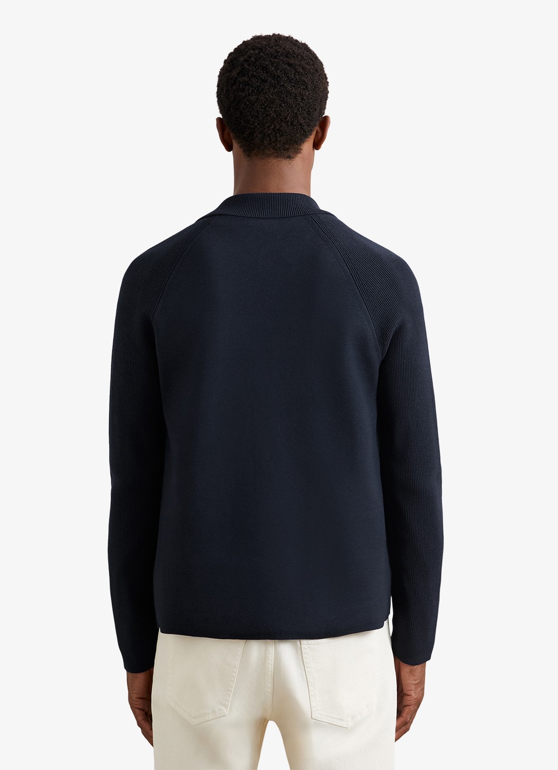 Reiss Fitzgerald fijngebreid vest met opgestikte zakken - achterkant blauw