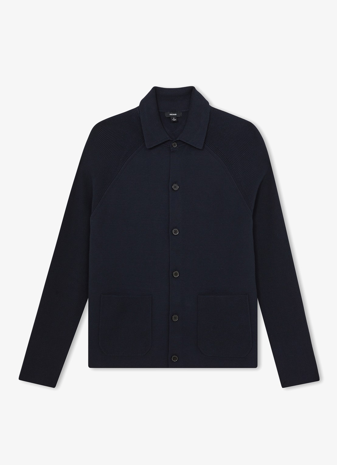 Reiss Fitzgerald fijngebreid vest met opgestikte zakken - voorkant 2 blauw