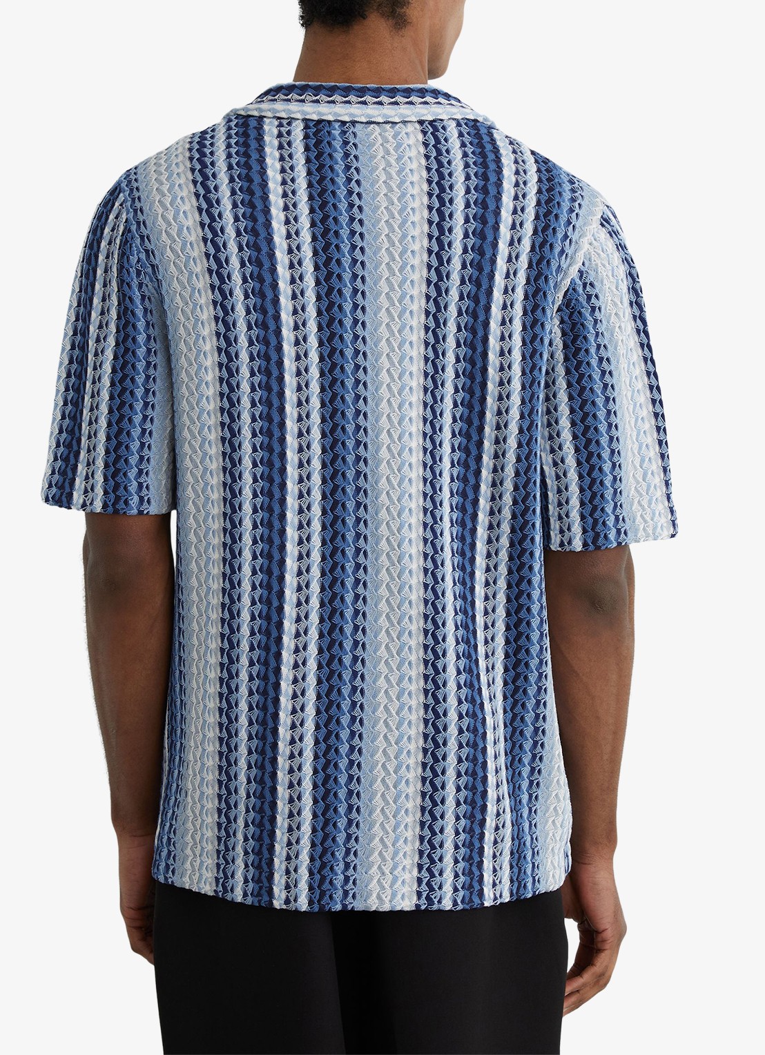 Reiss Fleet overhemd met structuur - achterkant 3 blauw