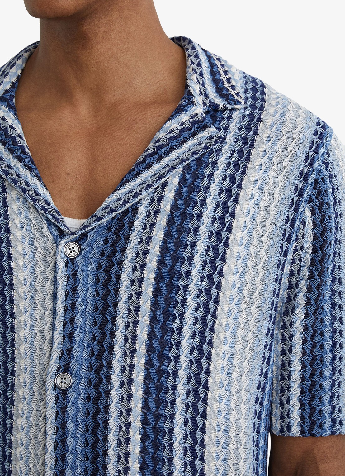 Reiss Fleet overhemd met structuur - detail 4 blauw