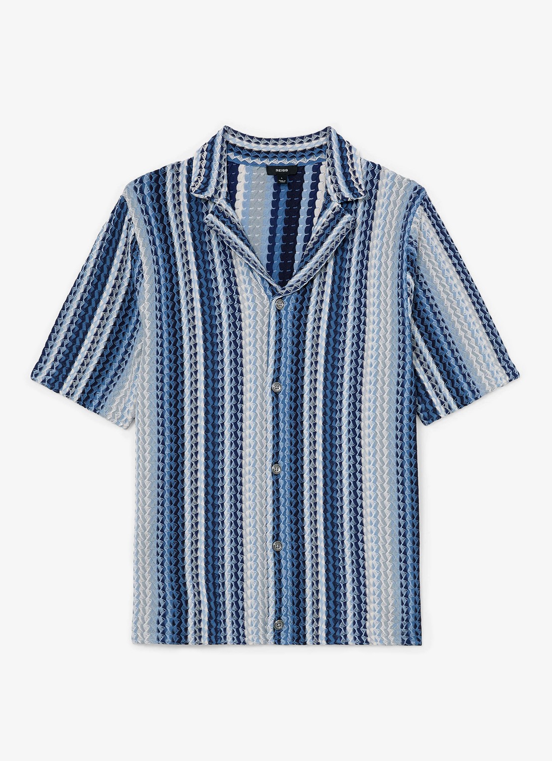 Reiss Fleet overhemd met structuur - voorkant blauw