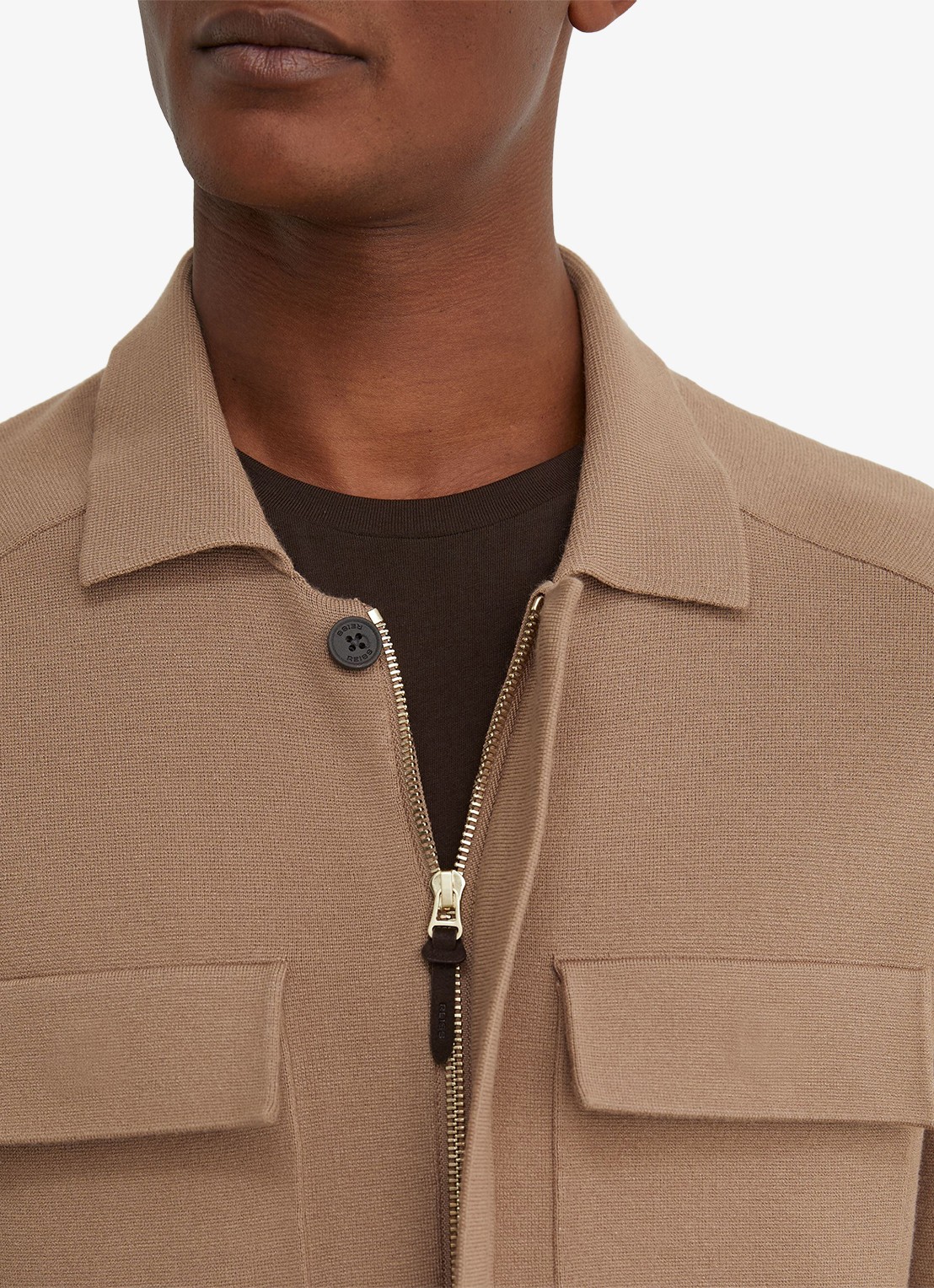 Reiss Fleetwood jack met borstzakken - detail 2 camel
