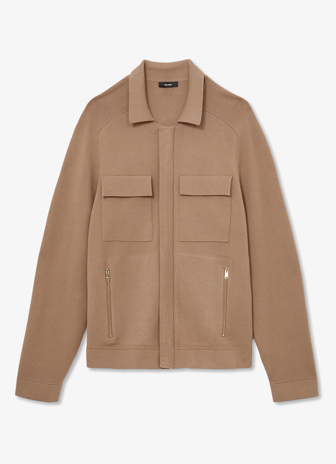 Reiss Fleetwood jack met borstzakken - voorkant 5 camel
