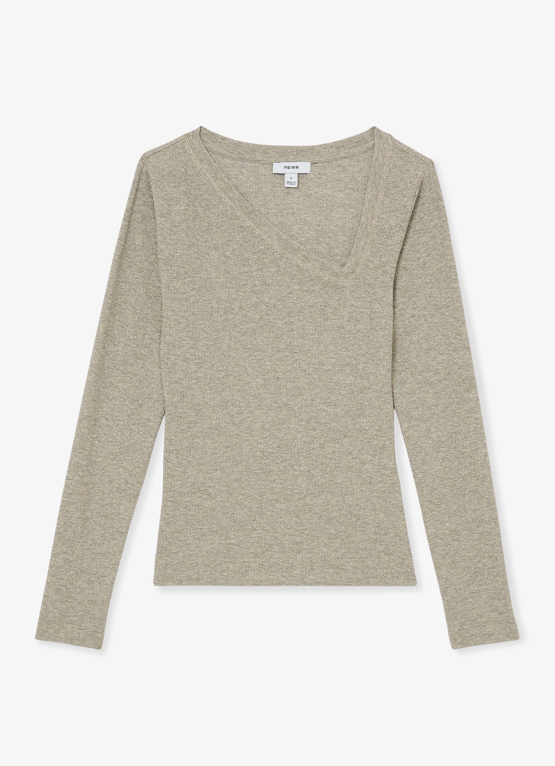 Reiss Fliss top met asymmetrische hals - voorkant goud