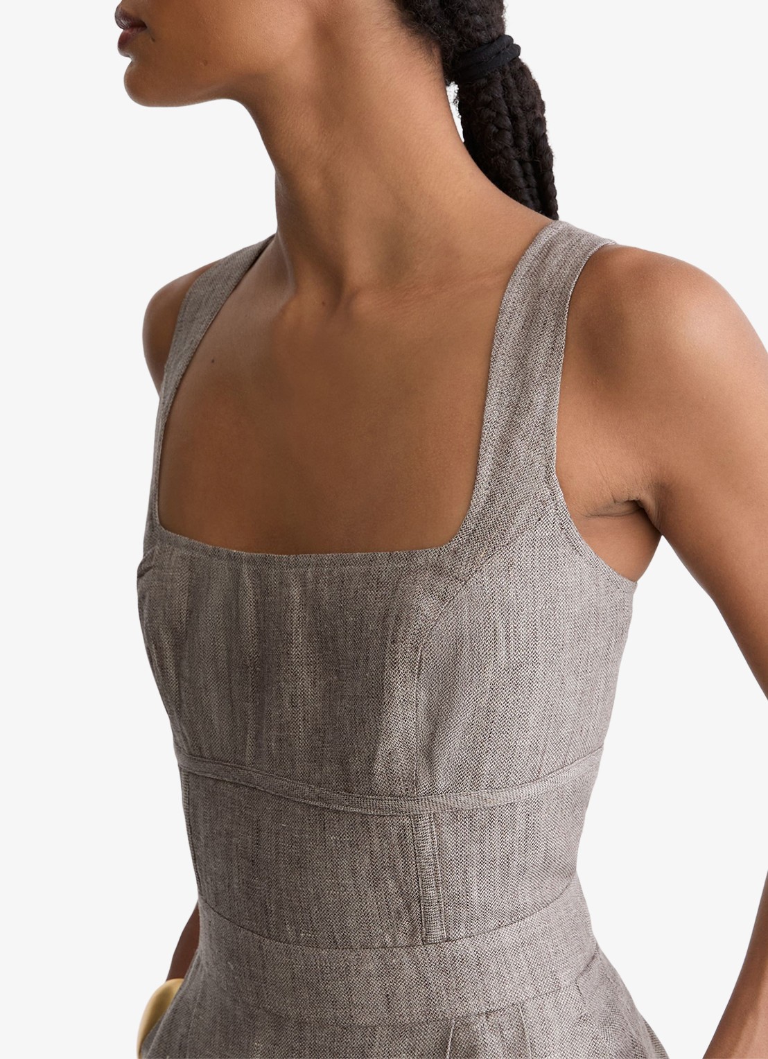 Reiss Flora wide fit jumpsuit van linnen met structuur - detail 2 neutral / beige