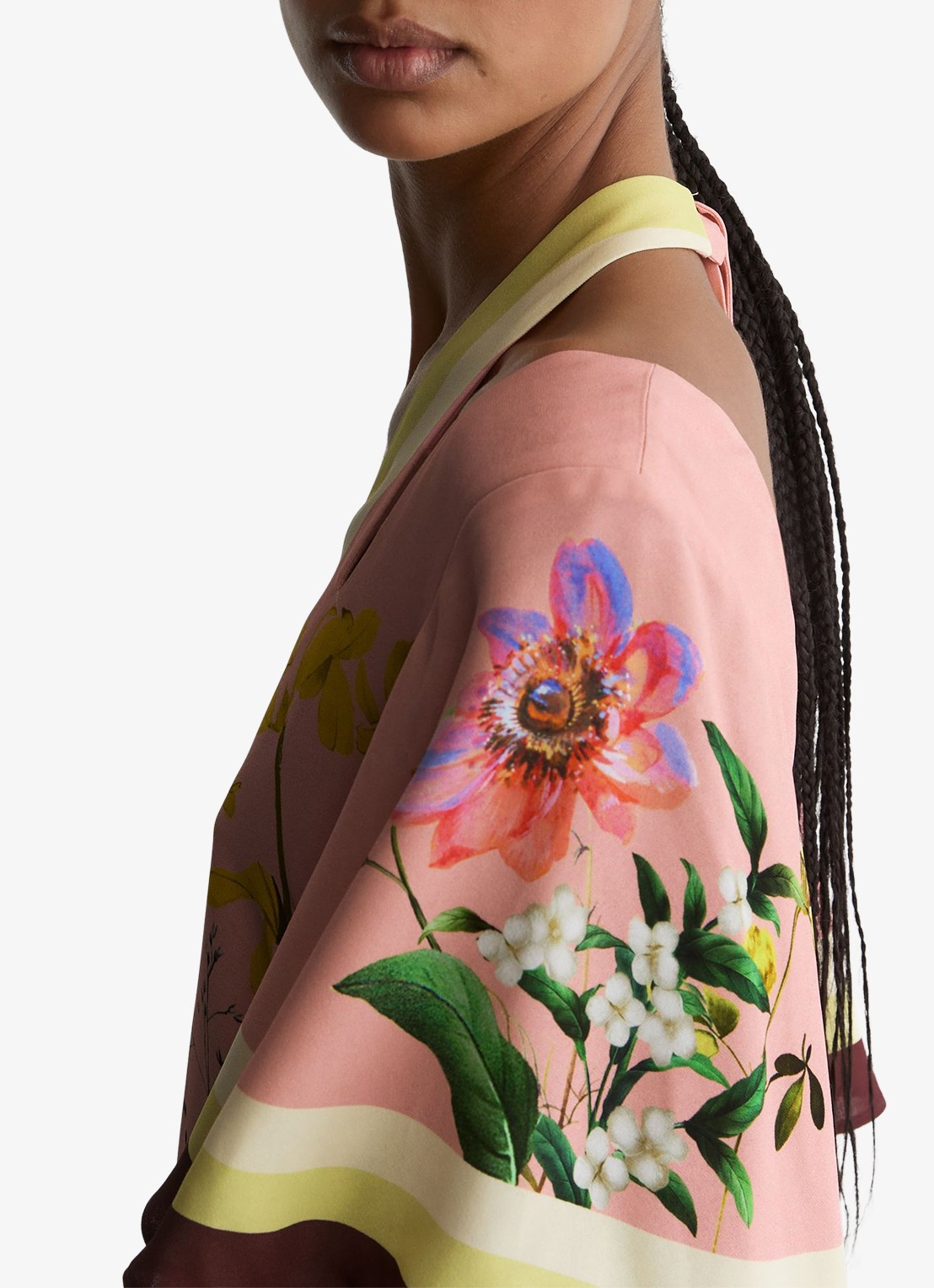 Reiss Flossy midi jurk met cut-out detail en bloemenprint - detail 6 oudroze