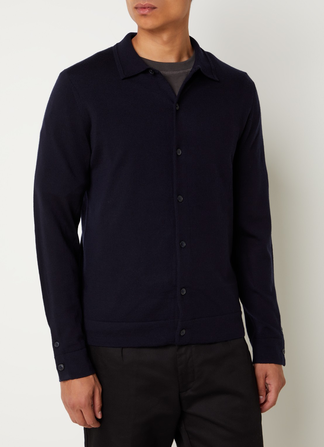 Reiss Forbes fijngebreid vest van wol met stretch - detail 4 donkerblauw