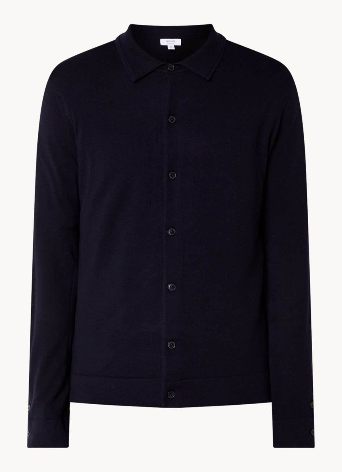 Reiss Forbes fijngebreid vest van wol met stretch - voorkant 2 donkerblauw