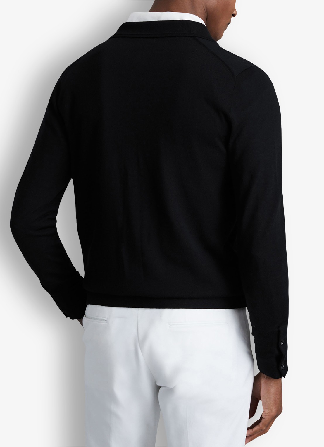 Reiss Forbes fijngebreid vest van wol met stretch - achterkant 3 black / zwart