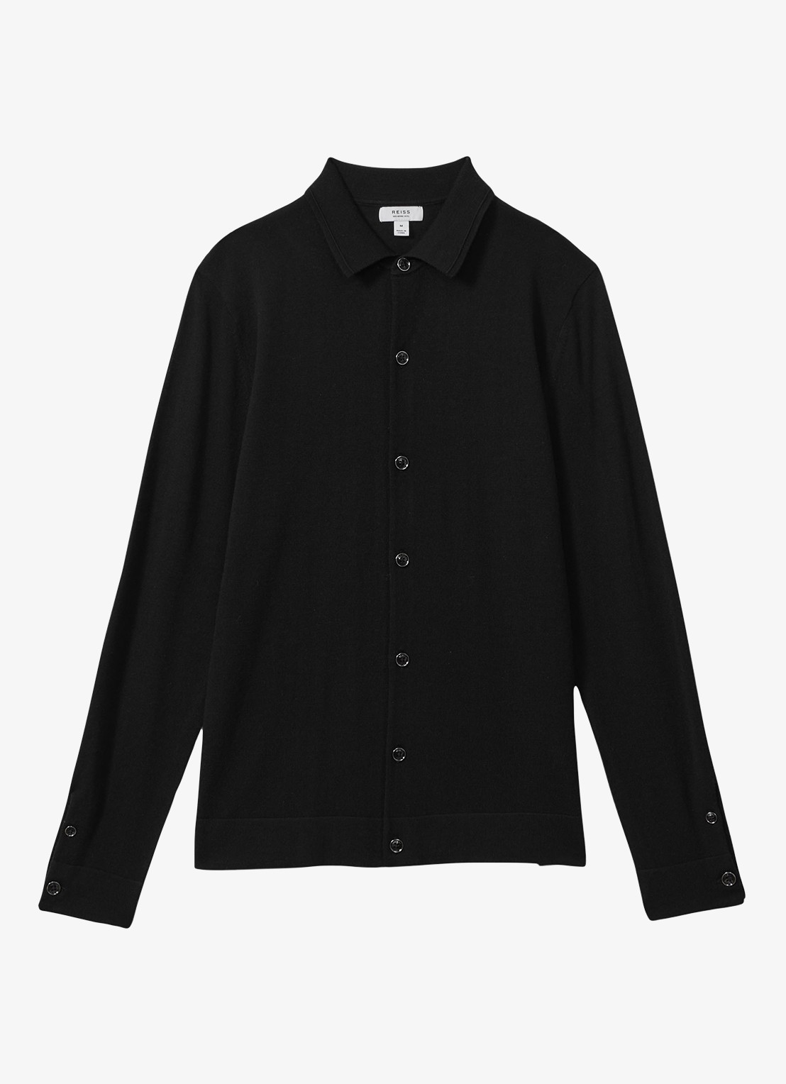 Reiss Forbes fijngebreid vest van wol met stretch - voorkant black / zwart