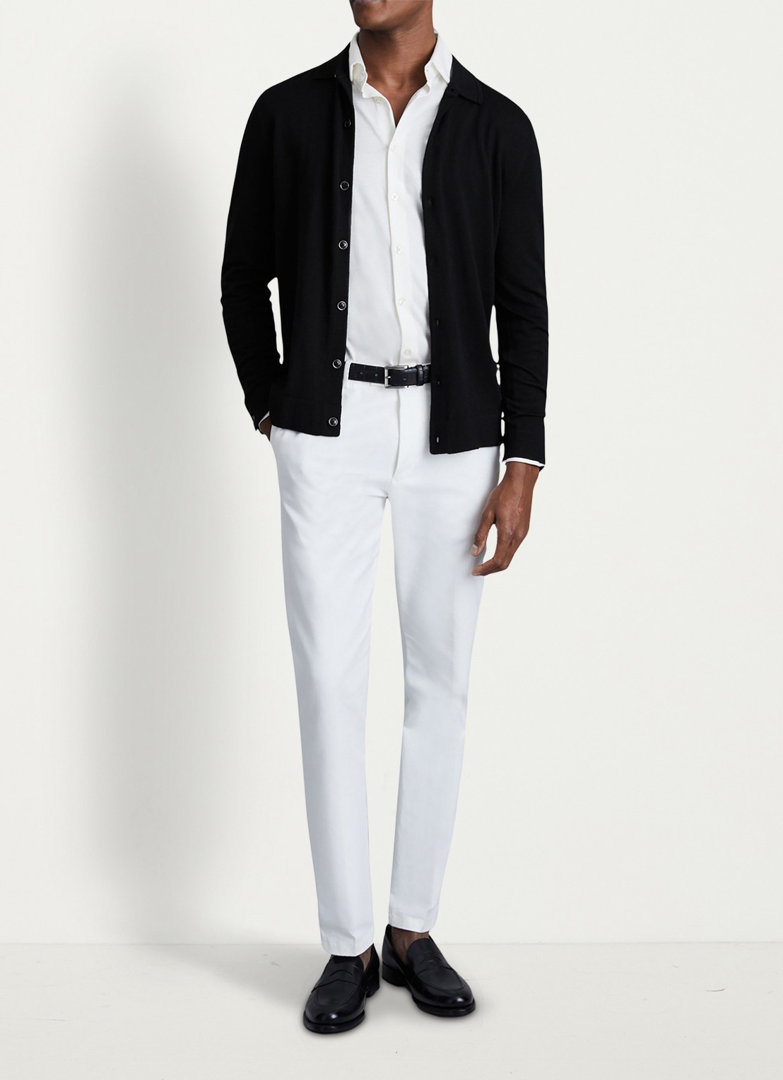 Reiss Forbes fijngebreid vest van wol met stretch - voorkant 2 black / zwart