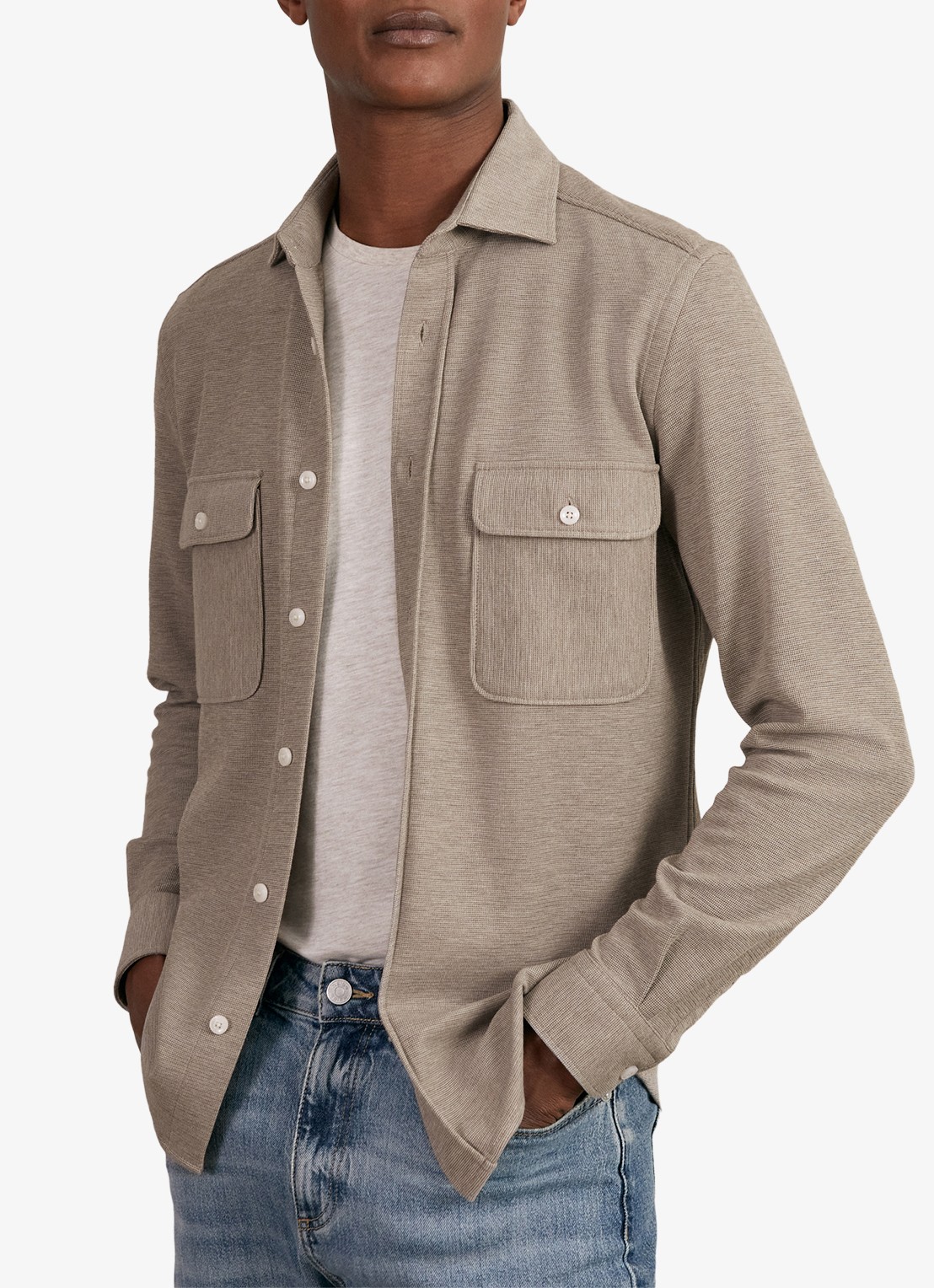 Reiss Forsithe regular fit overhemd met borstzakken - detail 4 beige