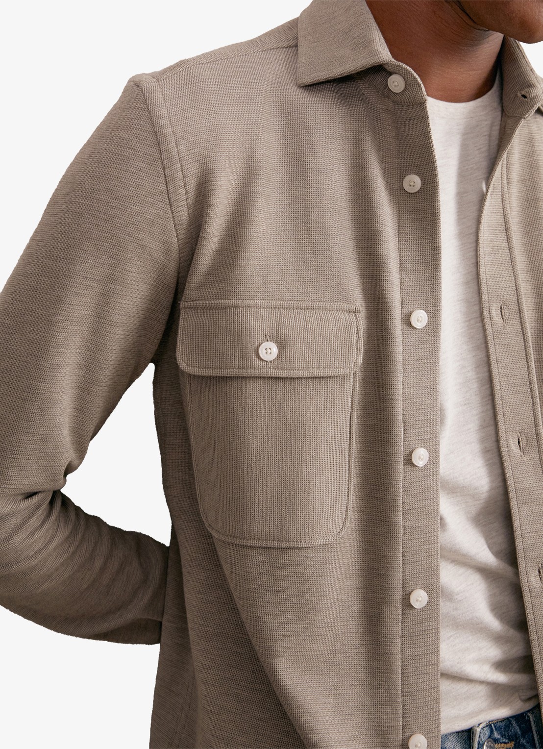 Reiss Forsithe regular fit overhemd met borstzakken - detail 5 beige