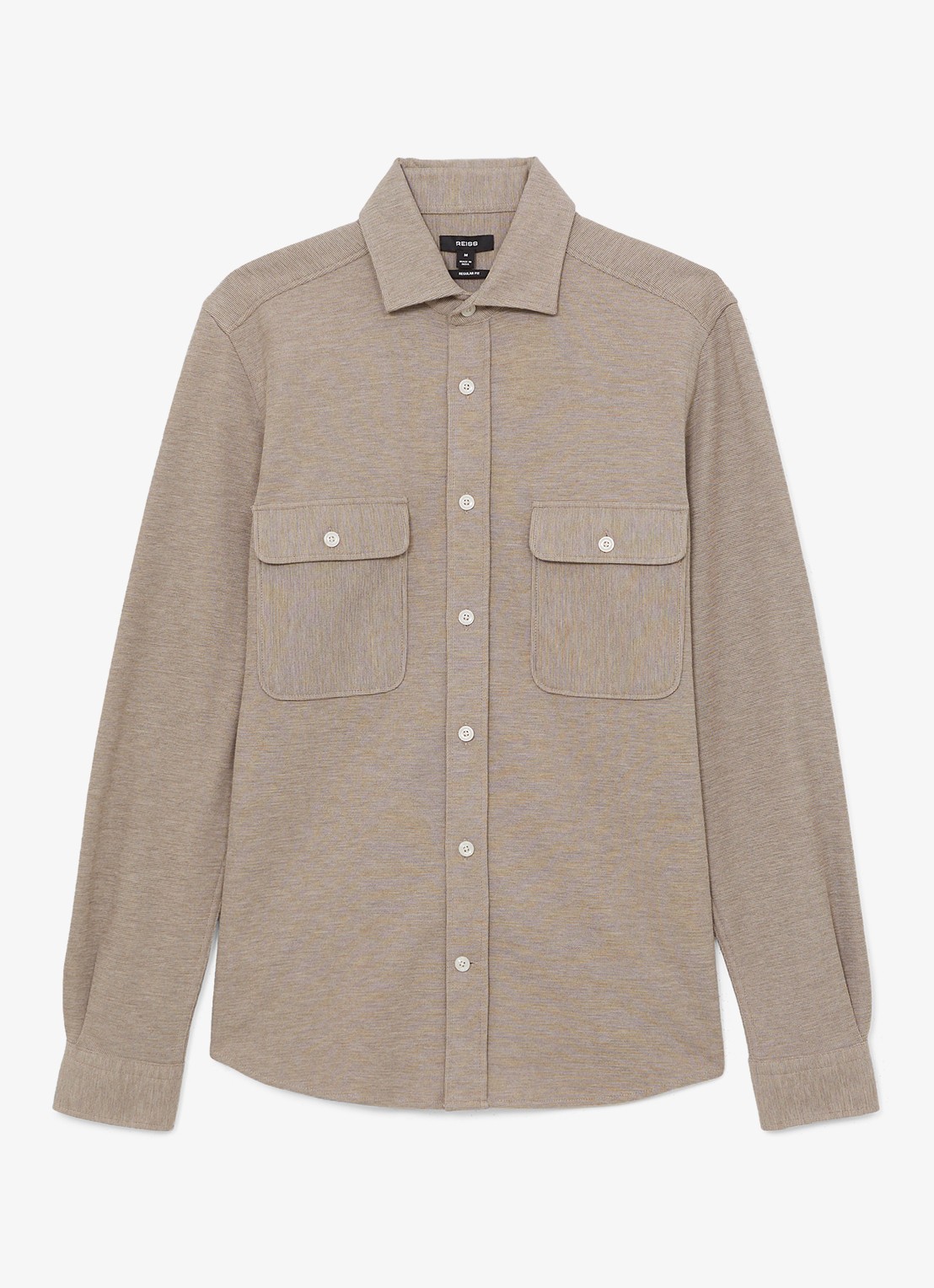 Reiss Forsithe regular fit overhemd met borstzakken - voorkant beige