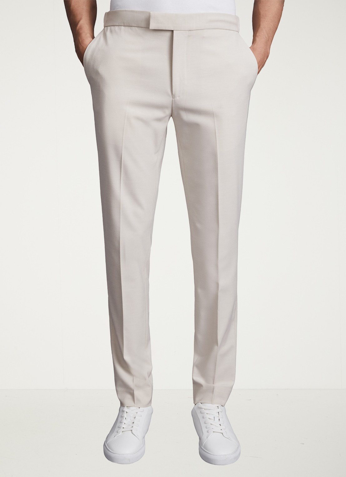 Reiss Found relaxed fit pantalon met steekzakken - detail beige