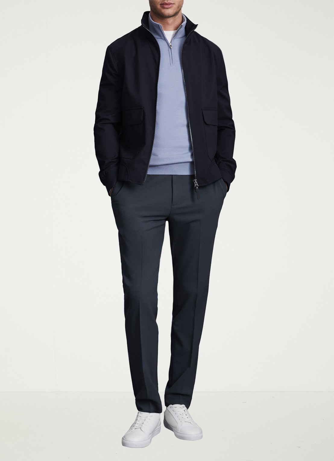 Reiss Found relaxed fit pantalon met steekzakken - voorkant 2 airforce blue / blauw
