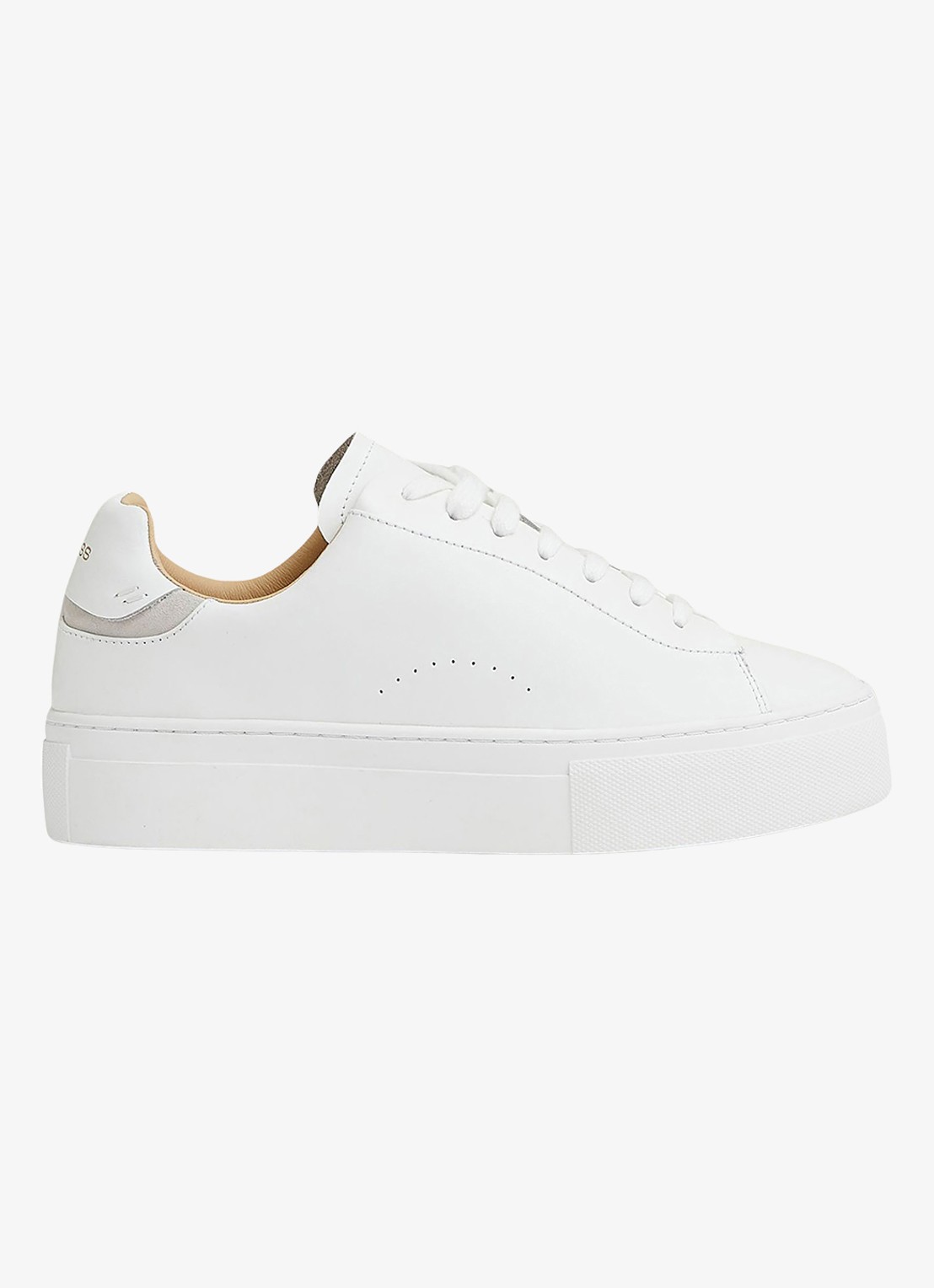 Reiss Francesca sneaker met suède detail - voorkant wit