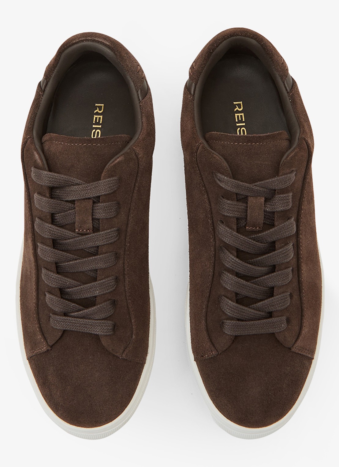 Reiss Francesca sneaker met suède detail - detail bruin