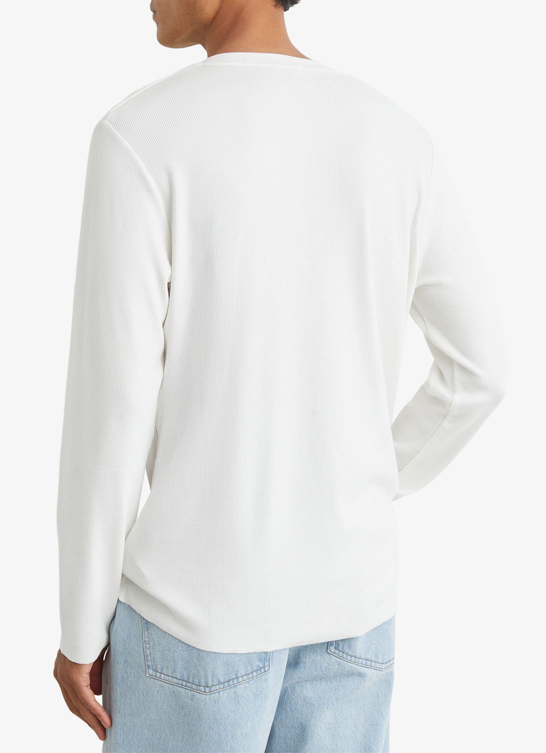 Reiss Francisco longsleeve met ribstructuur - achterkant wit