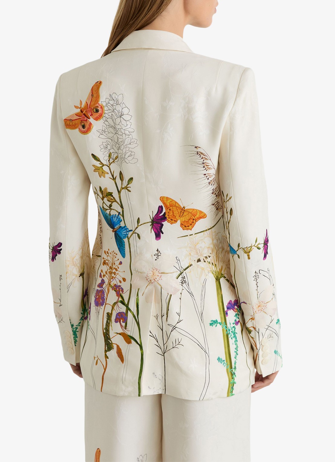 Reiss Frankie blazer met bloemenprint - achterkant creme