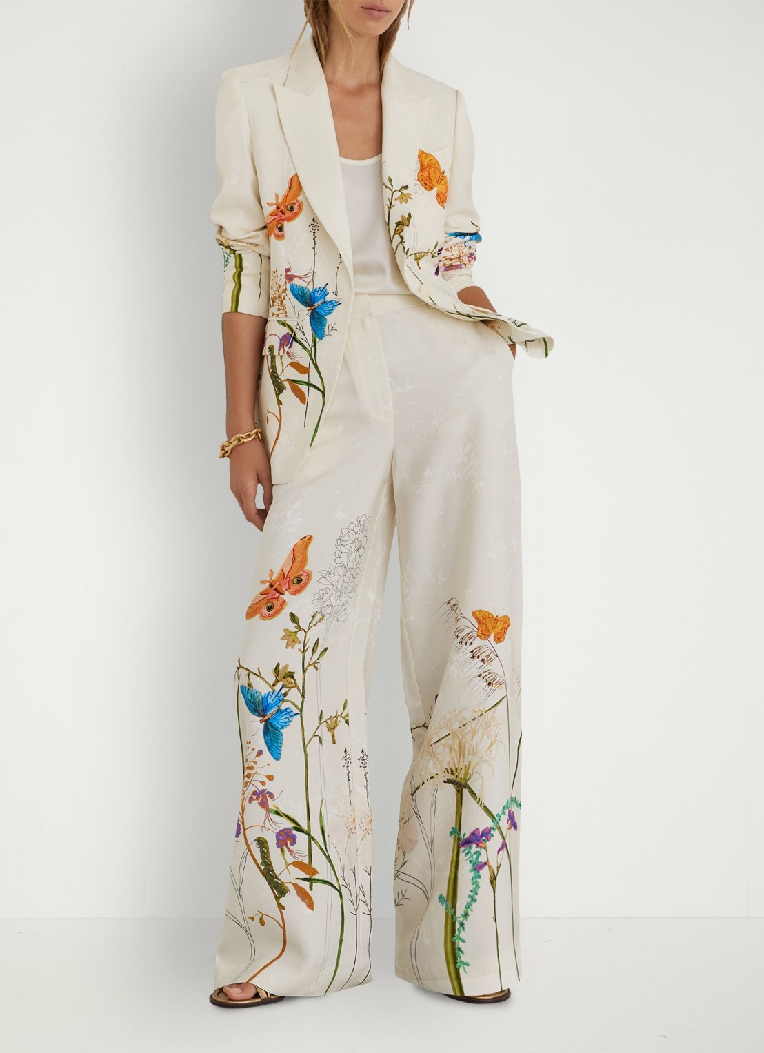 Reiss Frankie blazer met bloemenprint - voorkant 6 creme