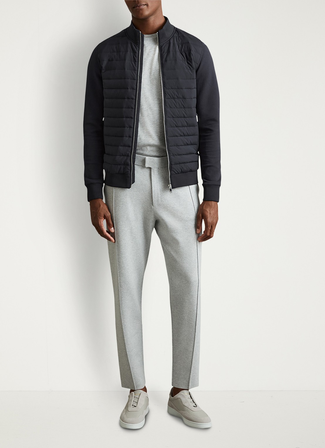Reiss Freddie sweatvest met gewatteerd voorpand - detail donkerblauw