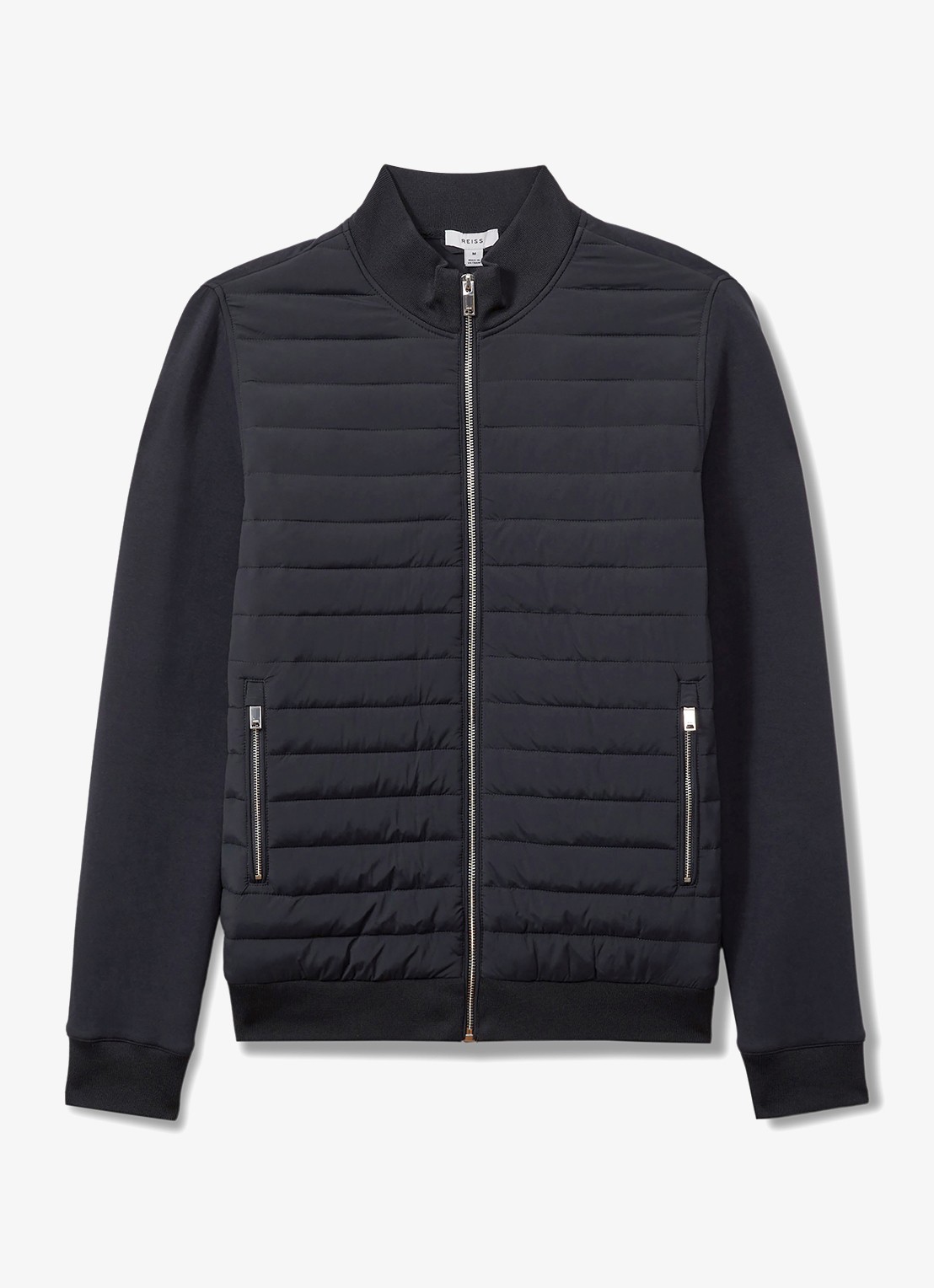 Reiss Freddie sweatvest met gewatteerd voorpand - voorkant 3 donkerblauw