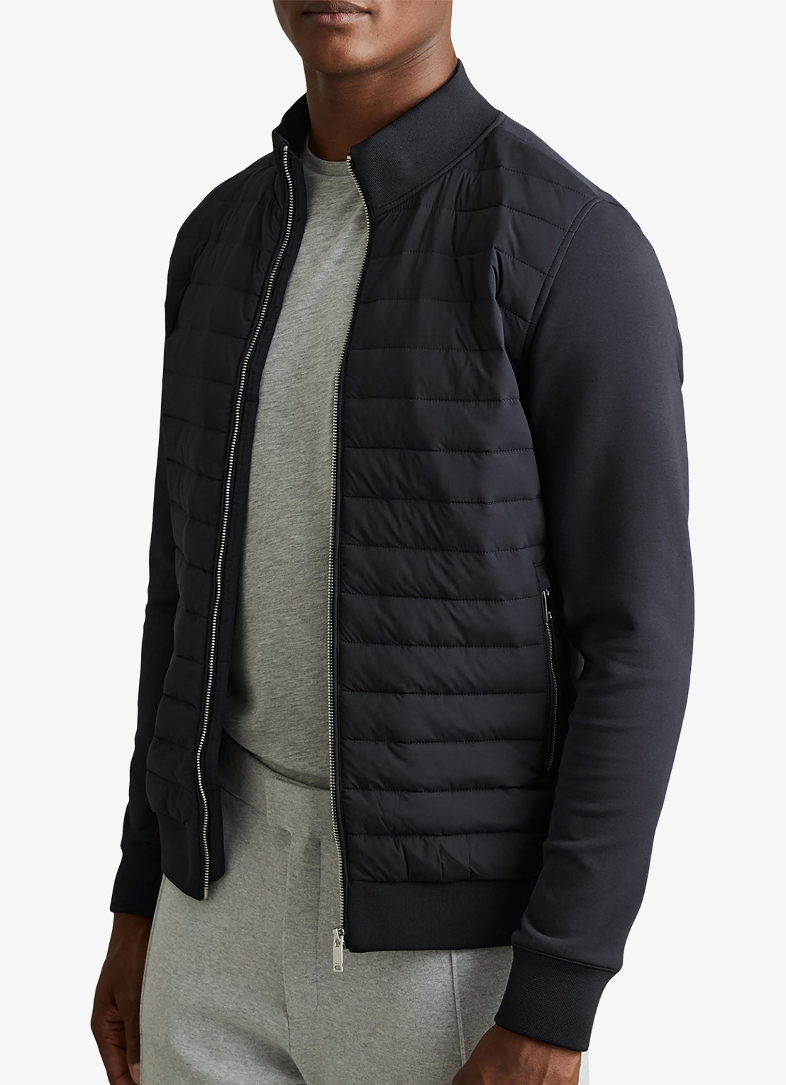 Reiss Freddie sweatvest met gewatteerd voorpand - voorkant 4 donkerblauw