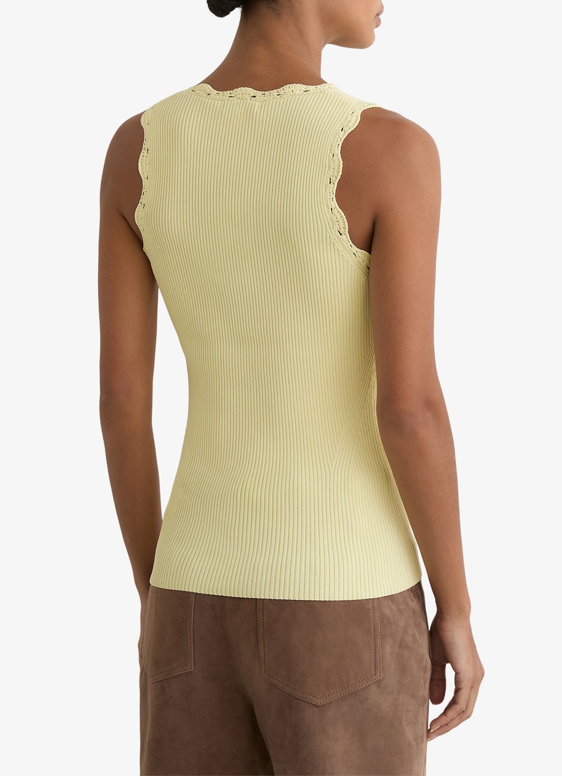 Reiss Freya top met ribstructuur - achterkant 7 geel